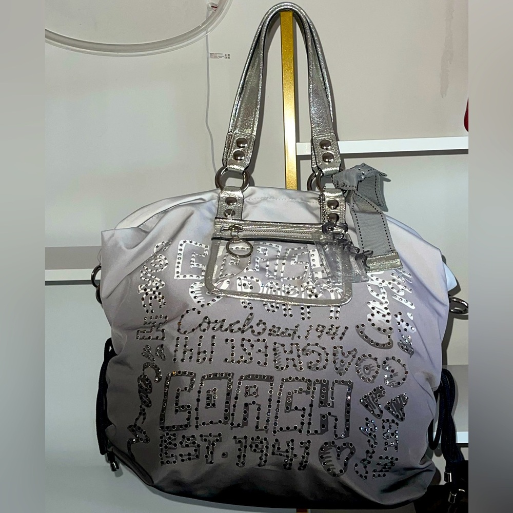 Coach Poppy Ombre Storypatch Spotlight Rhinestone XL Shoulder Bag Tote